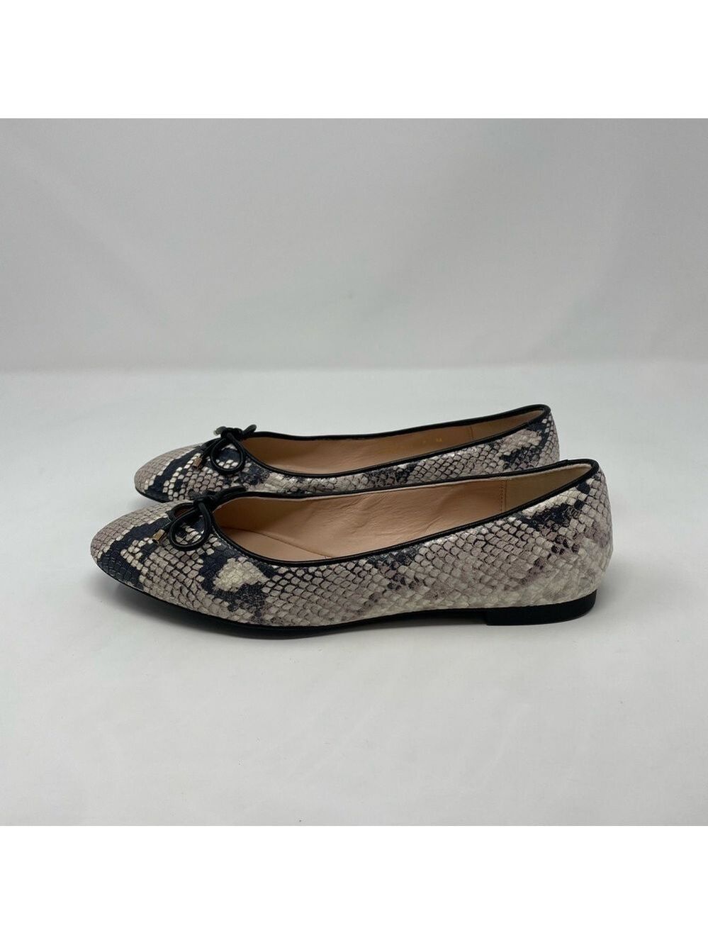 Nib Stuart Weitzman Gabby Ballet Leather Snakeskin Print Flats Roccia - Sz 7 - Picture 7 of 9